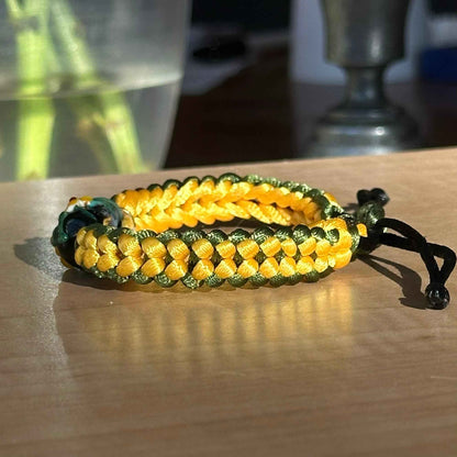 Copper Pine | Lampwork Glass Flower Bracelet on Evergreen & Copper Braided Cord